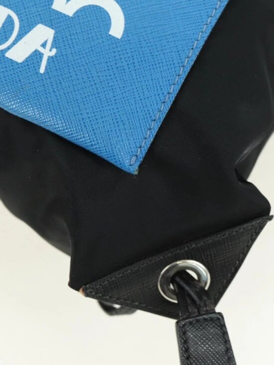 PRADA Backpack Nylon Leather Black Blue Silver Auth 92876 main image 11
